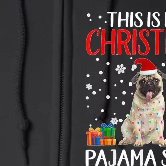 This Is My Pug Dog Christmas Pajama Santa Reindeer Lights Full Zip Hoodie