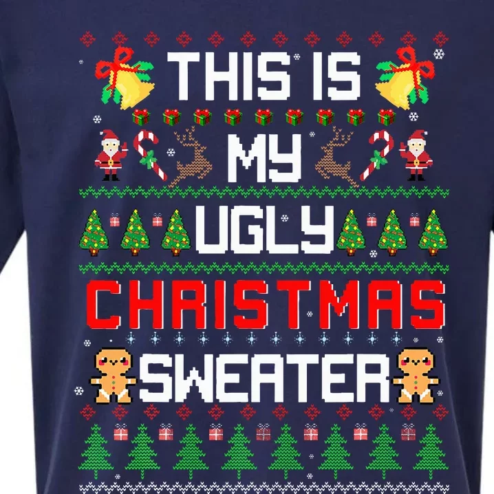 This Is My Ugly Sweater Funny Christmas Sueded Cloud Jersey T-Shirt