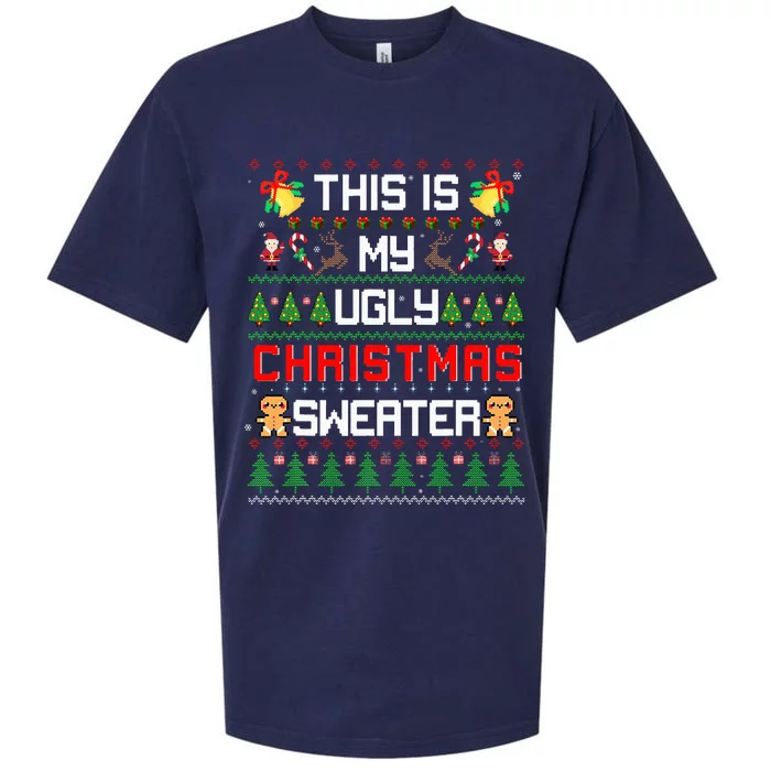 This Is My Ugly Sweater Funny Christmas Sueded Cloud Jersey T-Shirt