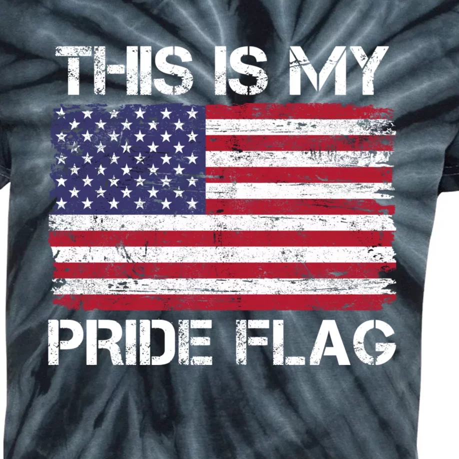 This Is My Pride Flag USA American Flag 4th Of July Pride Flag Kids Tie-Dye T-Shirt