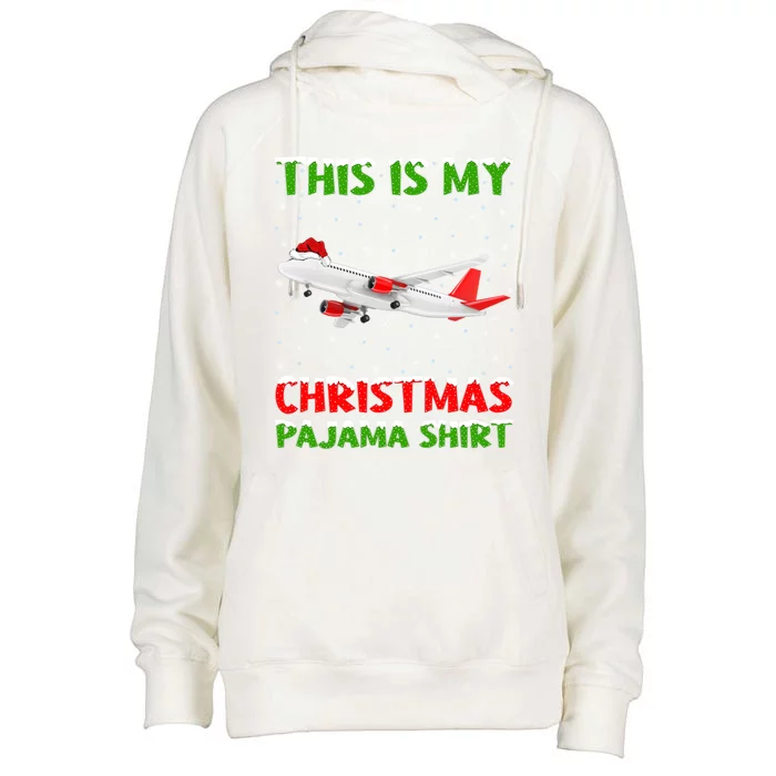 This Is My Christmas Pajama Cute Gift Airplane Christmas Gift Womens Funnel Neck Pullover Hood