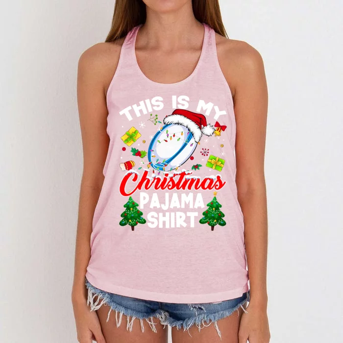 This Is My Christmas Pajama Rugby Gift Funny Xmas Meaningful Gift Women's Knotted Racerback Tank