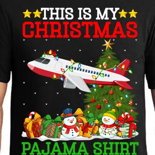 This Is My Christmas Tree Pajamas Airplane Christmas Gift Pajama Set