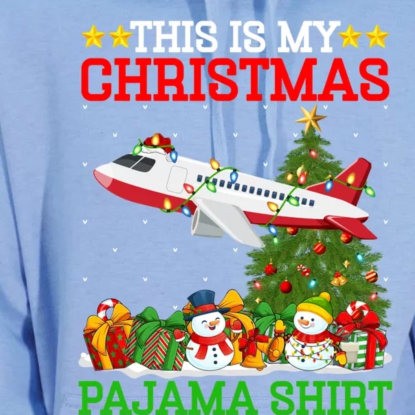 This Is My Christmas Tree Pajamas Airplane Christmas Gift Unisex Surf Hoodie