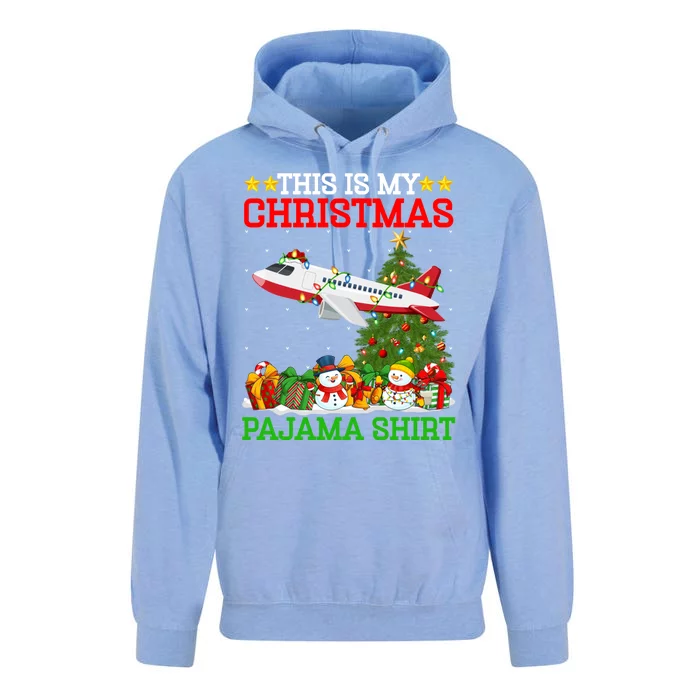 This Is My Christmas Tree Pajamas Airplane Christmas Gift Unisex Surf Hoodie