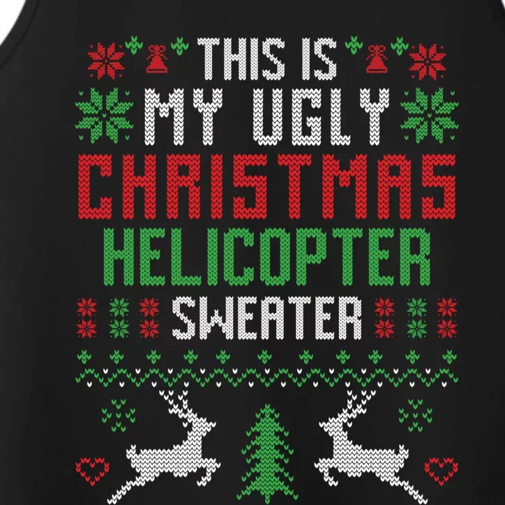 This Is My Ugly Christmas Helicopter Sweater Pilot Gift Performance Tank