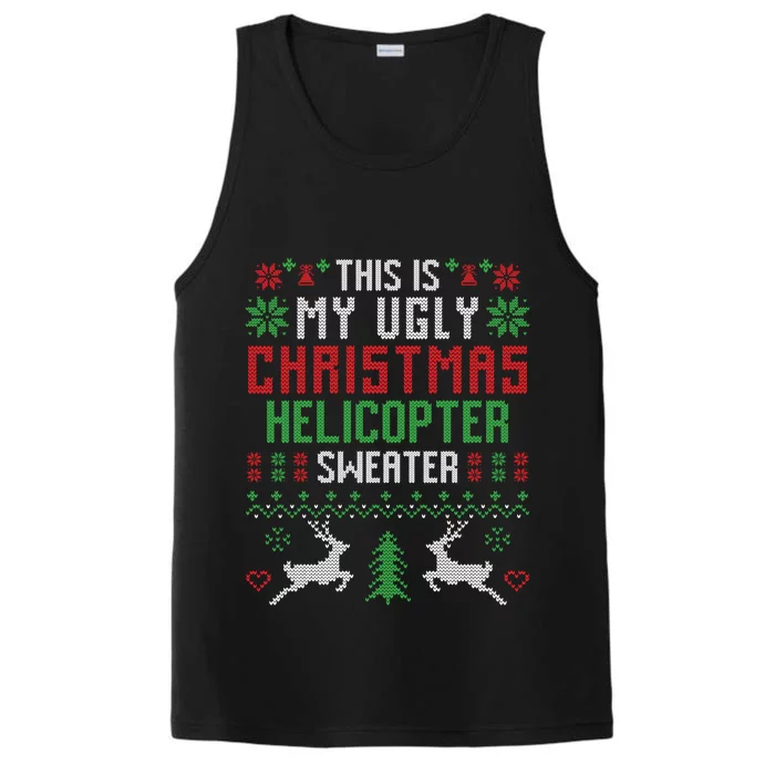 This Is My Ugly Christmas Helicopter Sweater Pilot Gift Performance Tank