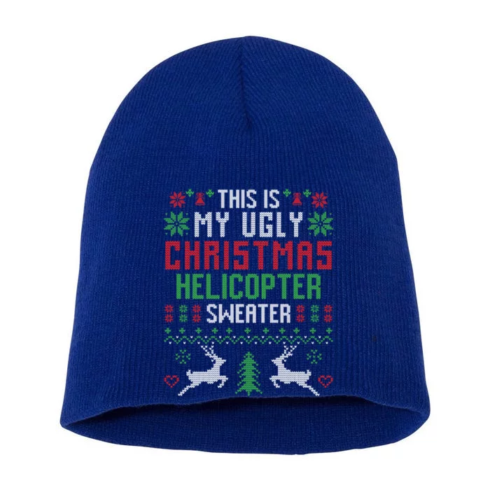 This Is My Ugly Christmas Helicopter Sweater Pilot Gift Short Acrylic Beanie