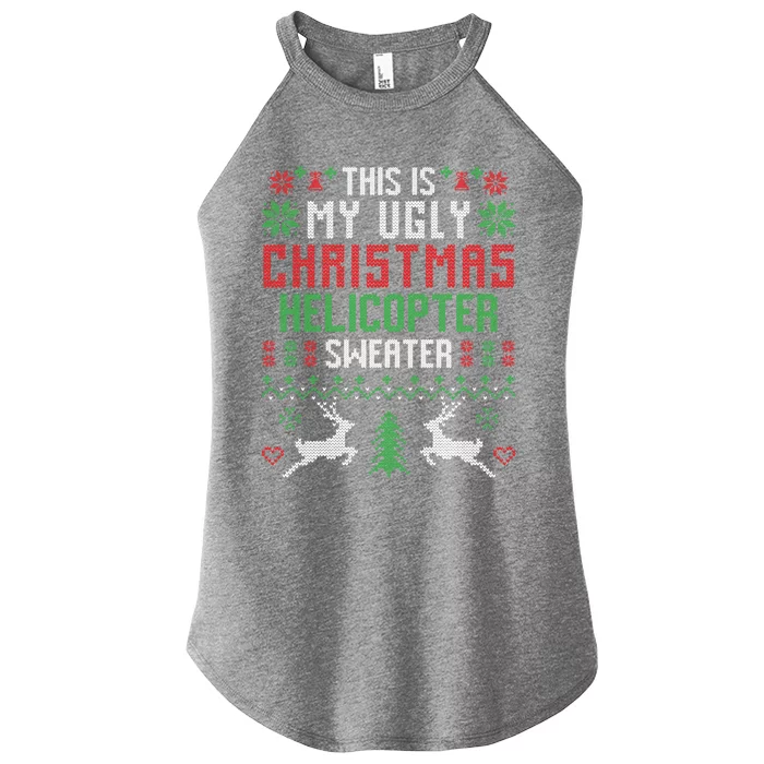 This Is My Ugly Christmas Helicopter Sweater Pilot Gift Women’s Perfect Tri Rocker Tank