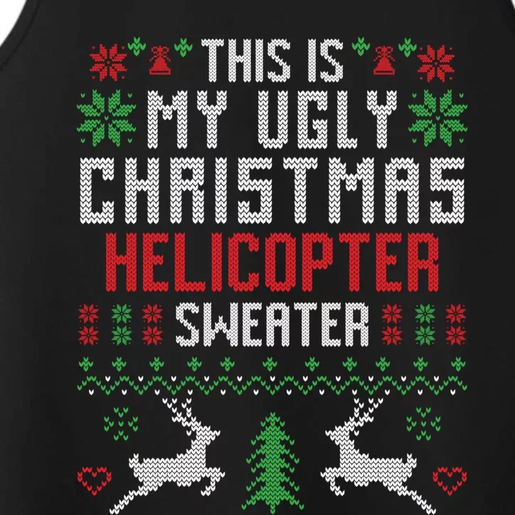 This Is My Ugly Christmas Helicopter Sweater Pilot Funny Gift Performance Tank