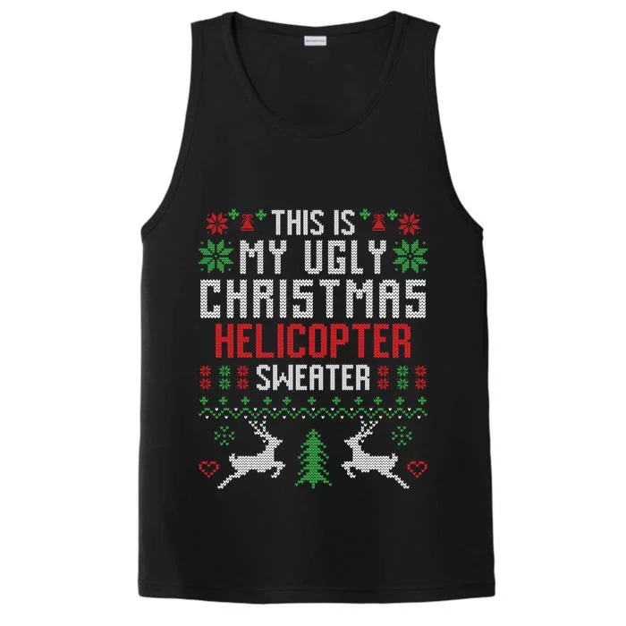 This Is My Ugly Christmas Helicopter Sweater Pilot Funny Gift Performance Tank