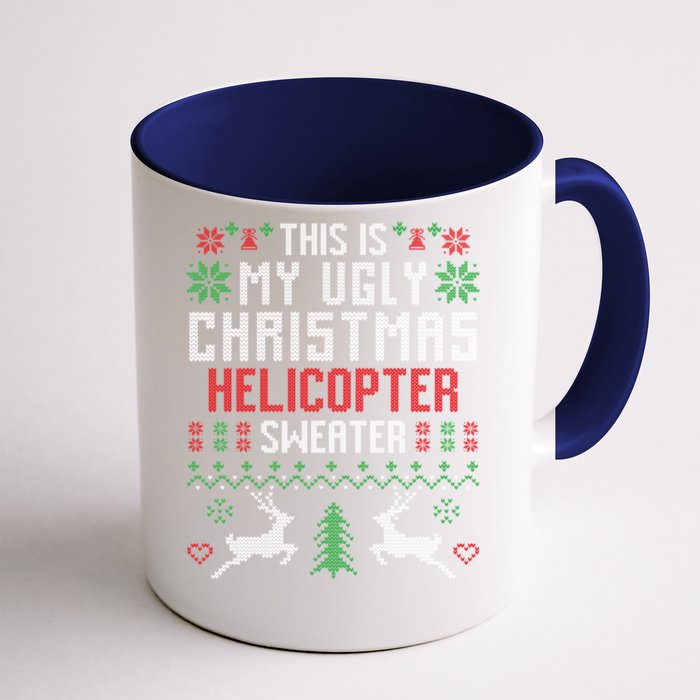 This Is My Ugly Christmas Helicopter Sweater Pilot Funny Gift Front & Back Coffee Mug