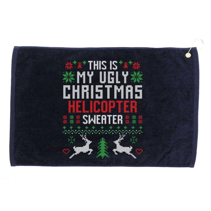 This Is My Ugly Christmas Helicopter Sweater Pilot Funny Gift Grommeted Golf Towel