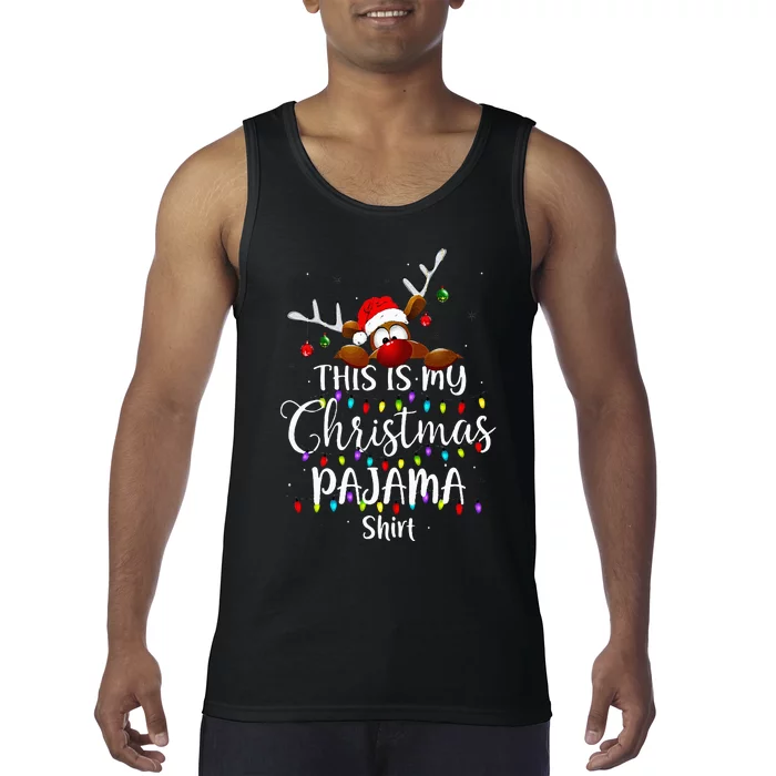 This Is My Christmas Pajama Xmas Lights Funny Holiday Tank Top