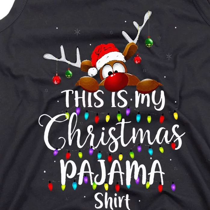 This Is My Christmas Pajama Xmas Lights Funny Holiday Tank Top