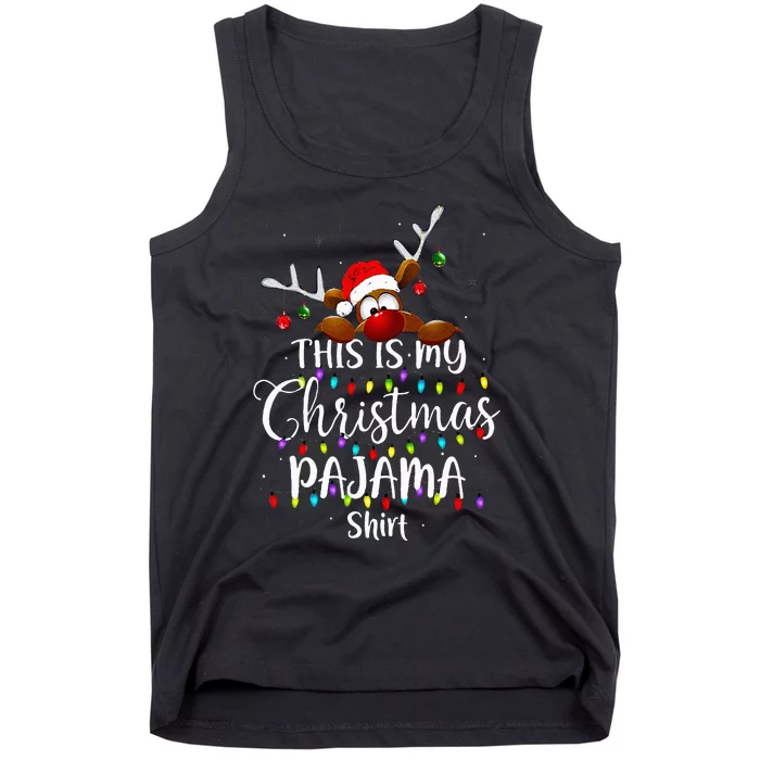 This Is My Christmas Pajama Xmas Lights Funny Holiday Tank Top