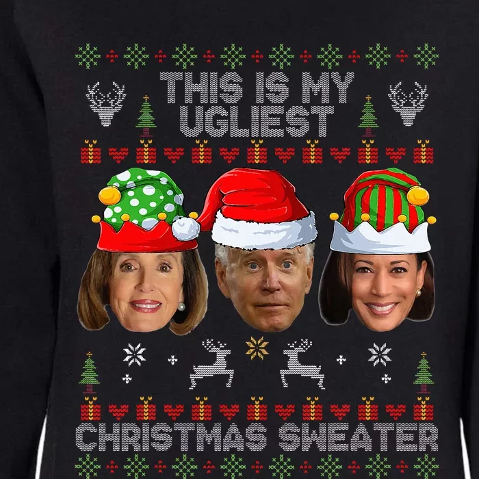 This Is My Ugliest Christmas Sweater Funny Joe Biden Kamala Womens California Wash Sweatshirt