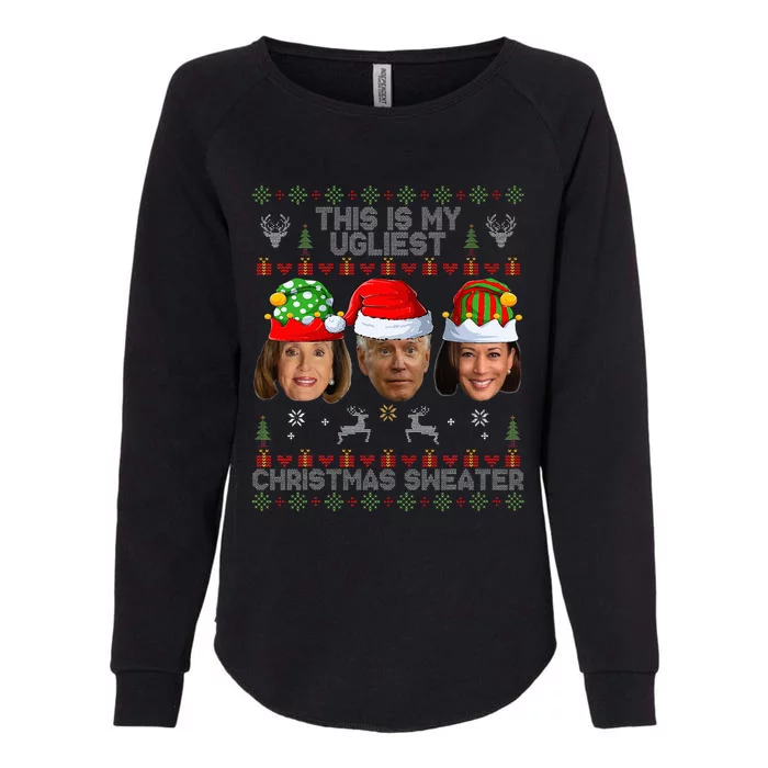 This Is My Ugliest Christmas Sweater Funny Joe Biden Kamala Womens California Wash Sweatshirt