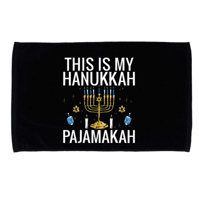 This Is My Hanukkah Pajamakah Menorah Chanukah Pajamas PJs Microfiber Hand Towel