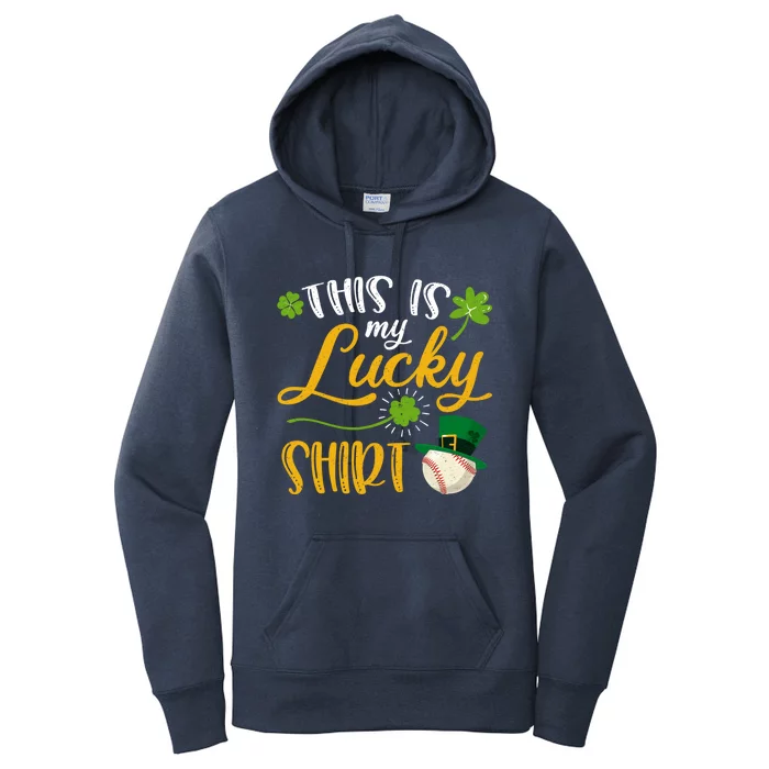 This Is My Lucky Baseball Shamrock Gift St Patricks Day Cute Gift Women's Pullover Hoodie