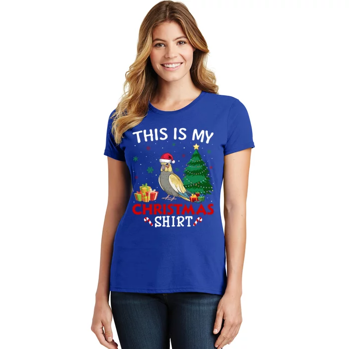 This Is My Cockatiels Santa Hat Christmas Pajama Cute Gift Women's T-Shirt