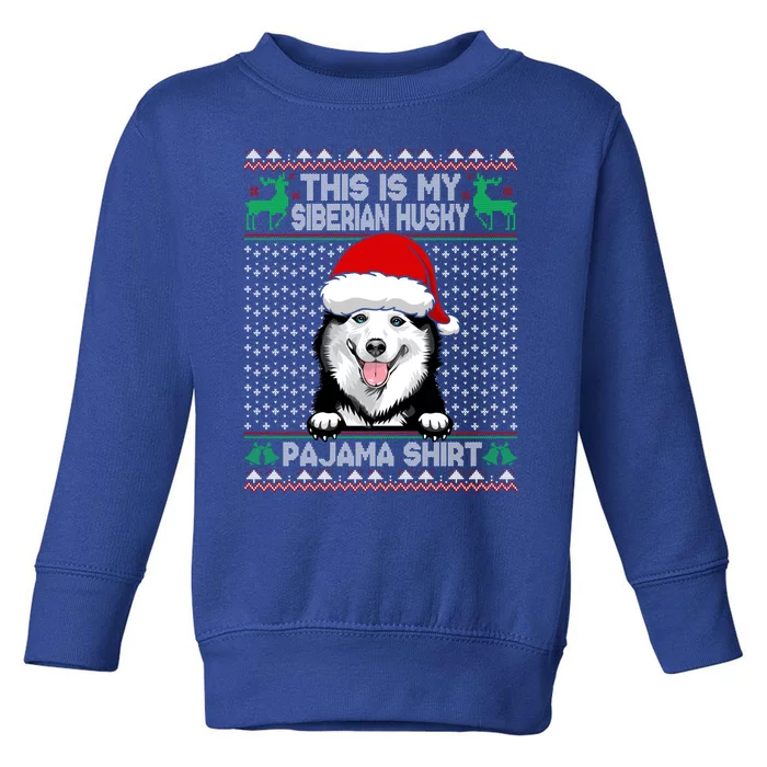 This Is My Siberian Husky Dog Pajama Gift Xmas Santa Hat Gift Toddler Sweatshirt