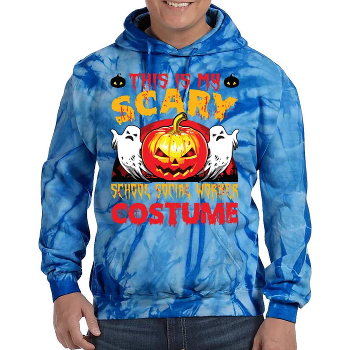 This Is My Scary School Social Worker Costume Halloween Tie Dye Hoodie