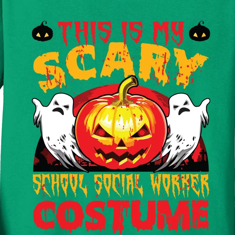 This Is My Scary School Social Worker Costume Halloween Kids Long Sleeve Shirt