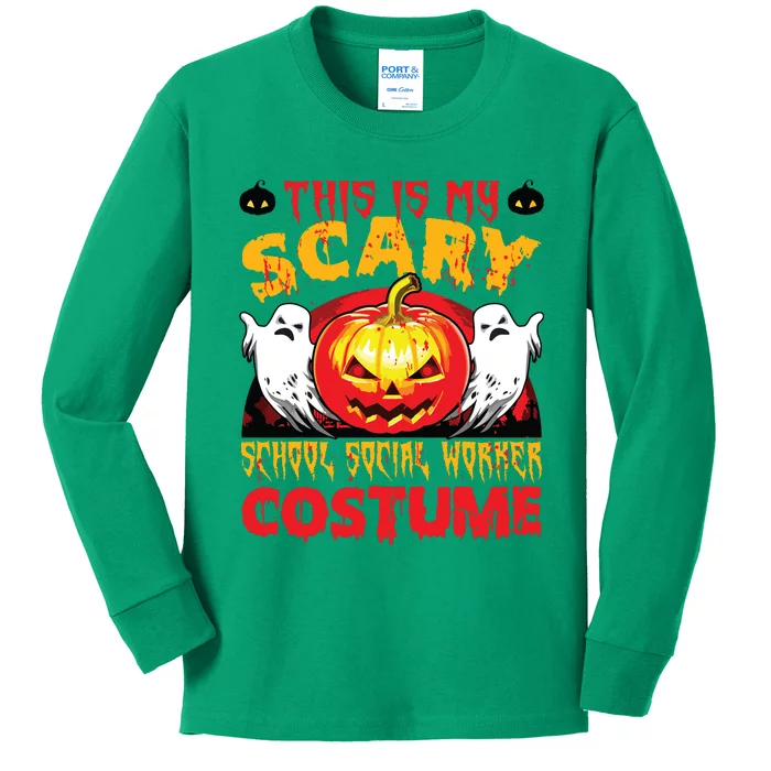 This Is My Scary School Social Worker Costume Halloween Kids Long Sleeve Shirt