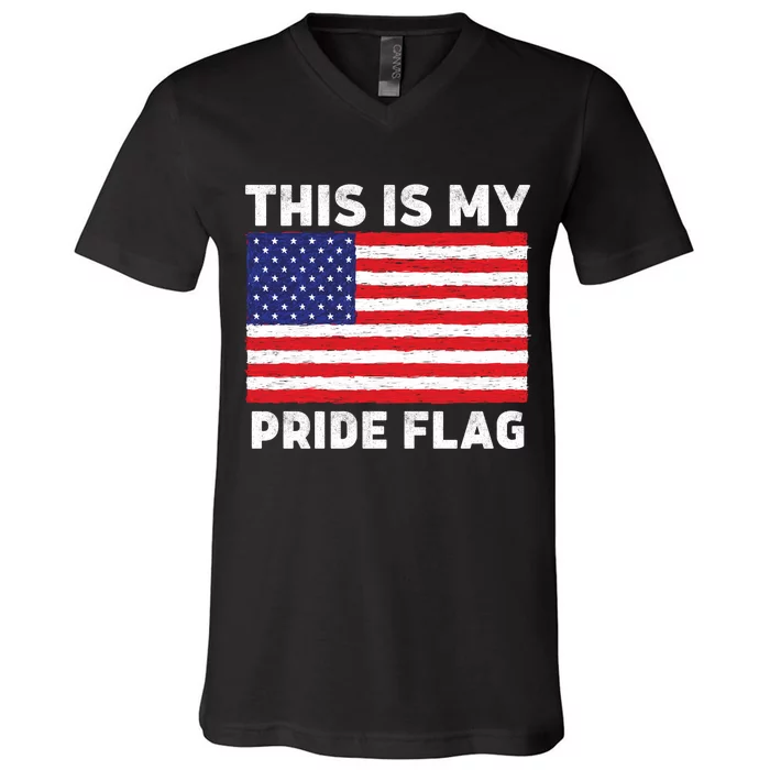 This Is My Pride Flag USA American Flag V-Neck T-Shirt | TeeShirtPalace