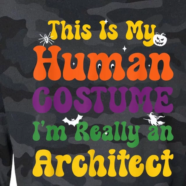 This is My Human Costume I'm Really Halloween Themed Party Cropped Pullover Crew