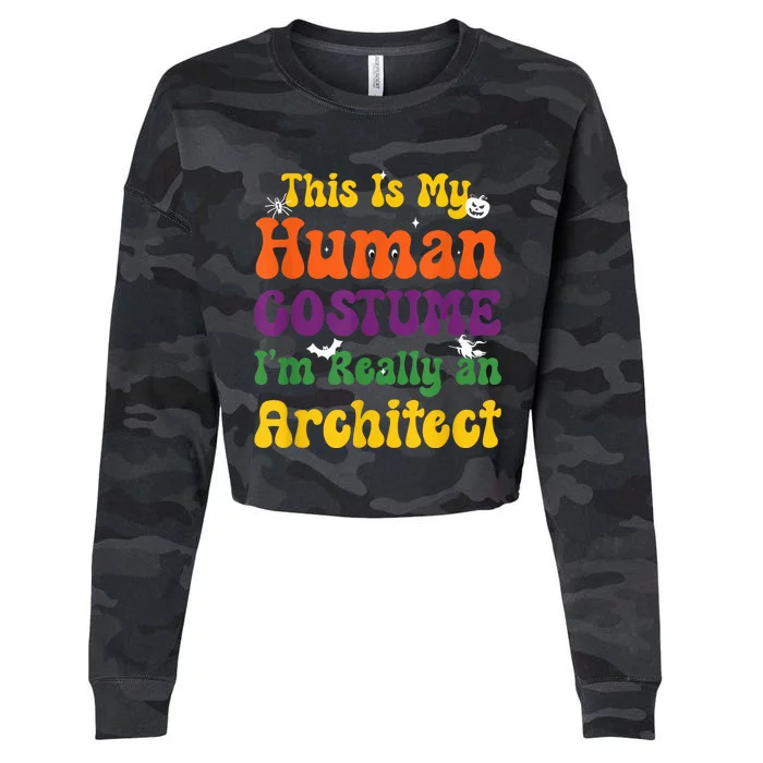 This is My Human Costume I'm Really Halloween Themed Party Cropped Pullover Crew