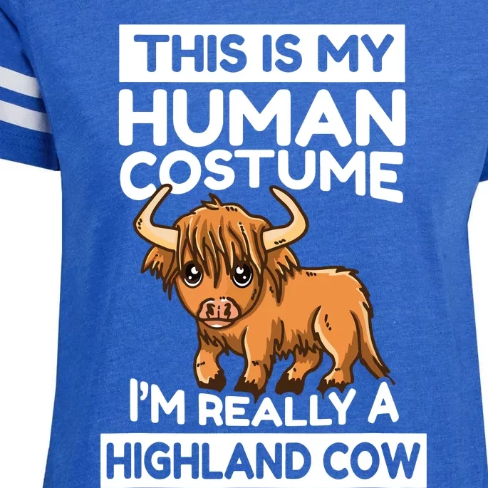 This Is My Human Costume IM Really A Highland Cow Enza Ladies Jersey Football T-Shirt