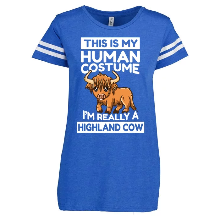 This Is My Human Costume IM Really A Highland Cow Enza Ladies Jersey Football T-Shirt