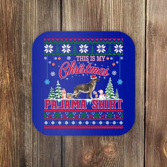 This Is My Christmas Pajama Ger Shepherd Ugly Sweater Funny Gift Coaster