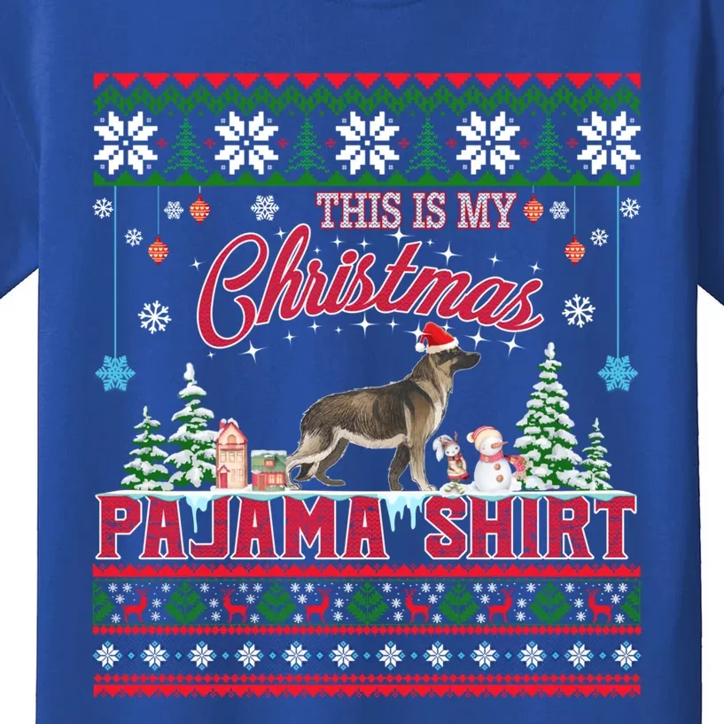 This Is My Christmas Pajama Ger Shepherd Ugly Sweater Funny Gift Kids T-Shirt