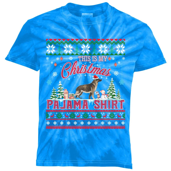 This Is My Christmas Pajama Ger Shepherd Ugly Sweater Funny Gift Kids Tie-Dye T-Shirt