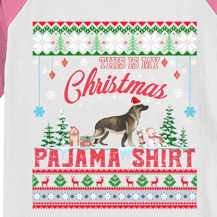 This Is My Christmas Pajama Ger Shepherd Ugly Sweater Funny Gift Kids Colorblock Raglan Jersey