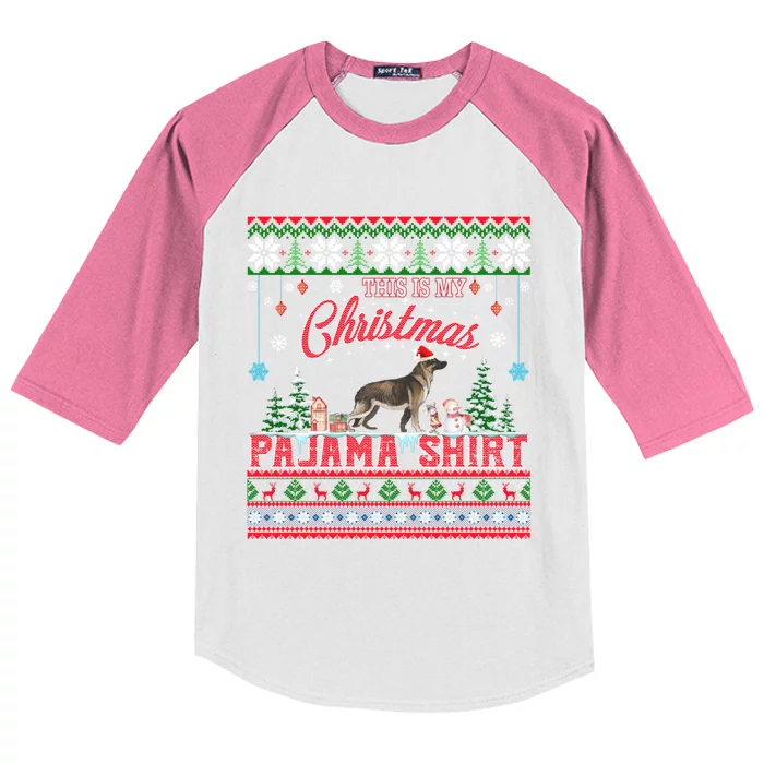 This Is My Christmas Pajama Ger Shepherd Ugly Sweater Funny Gift Kids Colorblock Raglan Jersey