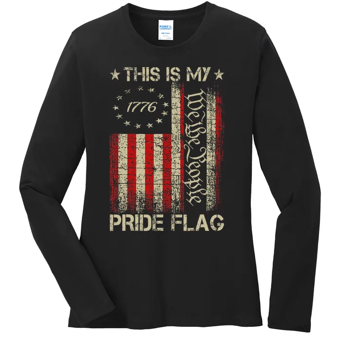 This Is My Pride Flag Usa American Patriotic 4th Of July Ladies Long Sleeve Shirt