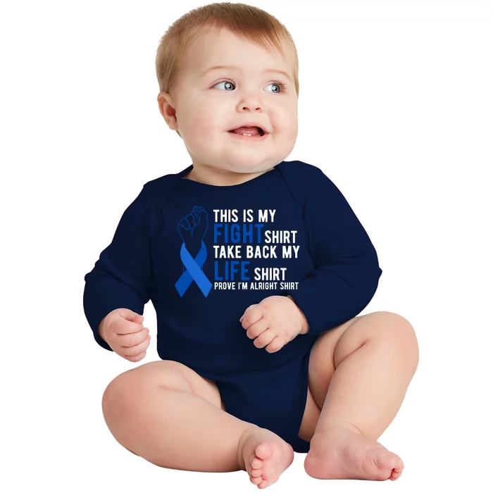 This Is My Fight Colon Cancer Awareness Baby Long Sleeve Bodysuit