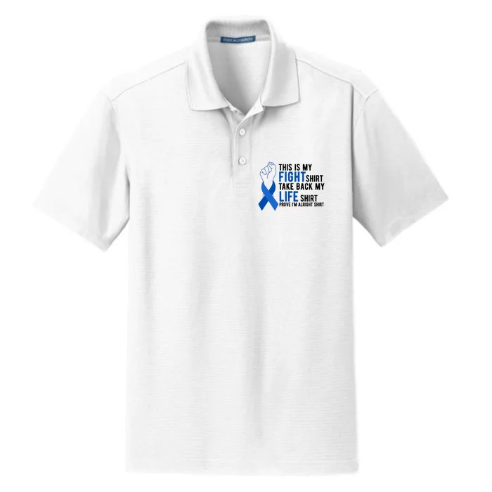 This Is My Fight Colon Cancer Awareness Dry Zone Grid Performance Polo