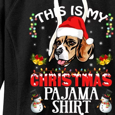 This Is My Christmas Pajama Meaningful Gift Beagle Dog Santa Hat Funny Gift Women's Fleece Hoodie