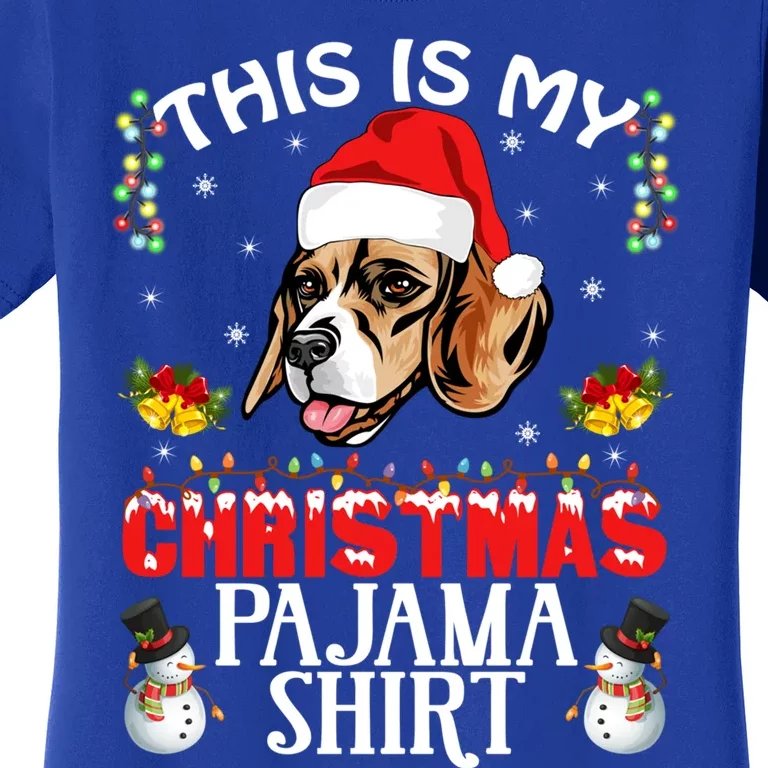 This Is My Christmas Pajama Meaningful Gift Beagle Dog Santa Hat Funny Gift Women's T-Shirt