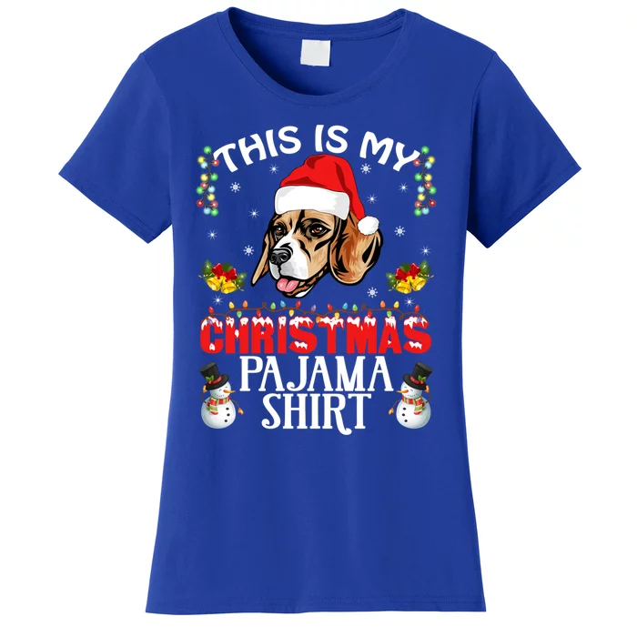 This Is My Christmas Pajama Meaningful Gift Beagle Dog Santa Hat Funny Gift Women's T-Shirt