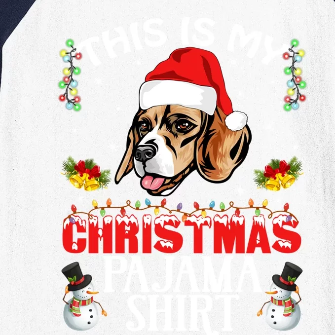 This Is My Christmas Pajama Meaningful Gift Beagle Dog Santa Hat Funny Gift Baseball Sleeve Shirt