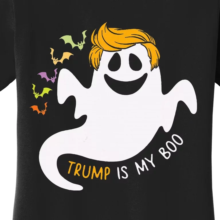 Trump Is My Boo Trump 2024 Hair Funny Ghost Halloween Boo Women's T-Shirt