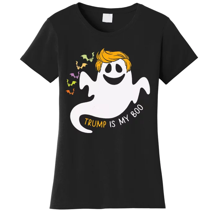 Trump Is My Boo Trump 2024 Hair Funny Ghost Halloween Boo Women's T-Shirt