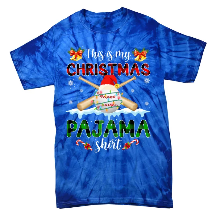 This Is My Christmas Pajama Santa Baseball Xmas Gift Tie-Dye T-Shirt