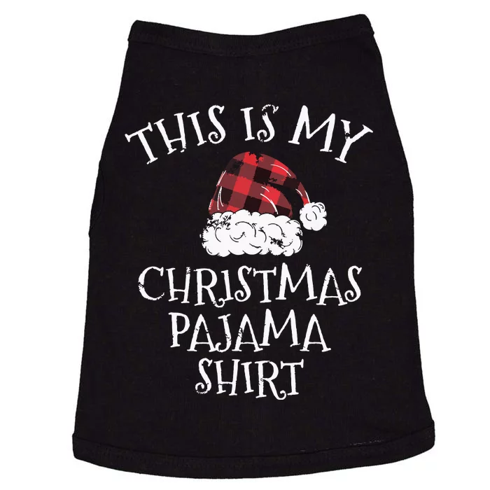 This Is My Christmas Pajama Shirts Christmas Plaid Hat Gift Doggie Tank